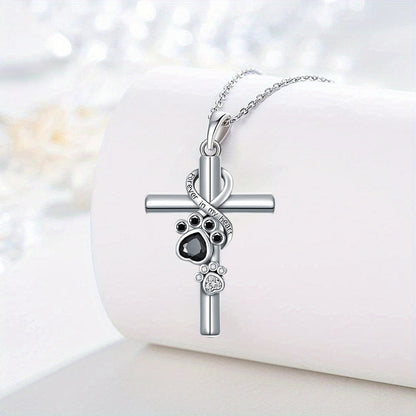 Cross and Paw Pendant Necklace - Honor Your Faith and Furry Friends Together!!